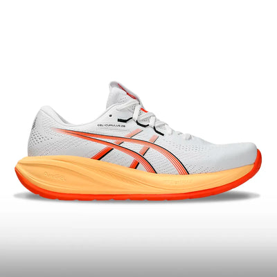 Asics Gel Cumulus 28 Hombre White Energy Orange