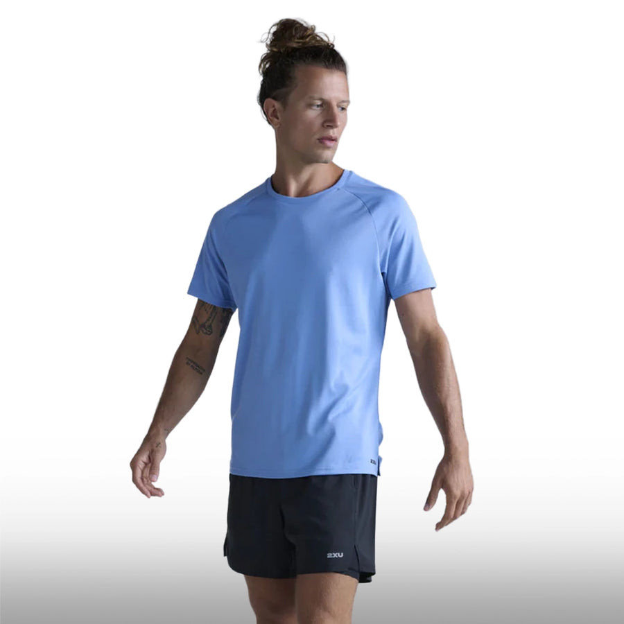 2XU Camiseta Aero Tee Silverlake Blue Black Reflect