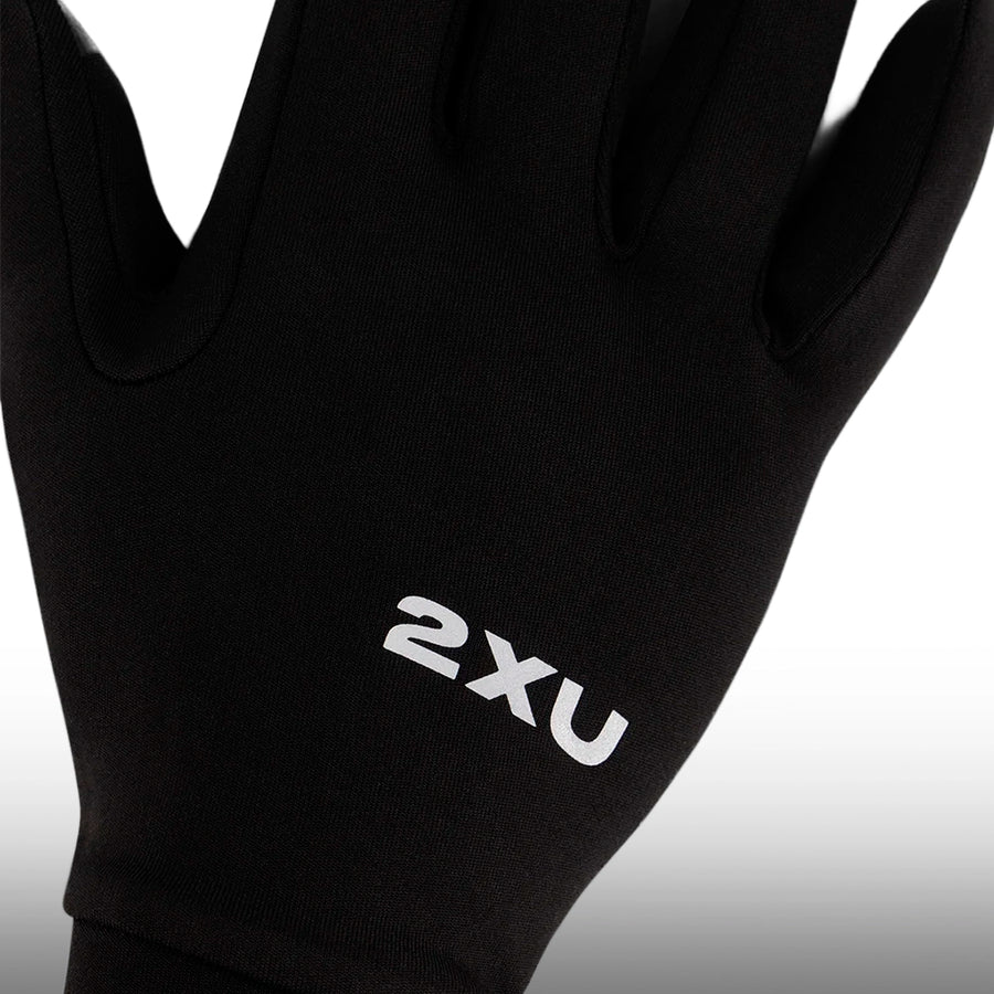 2XU Guantes Run Black Silver Reflective