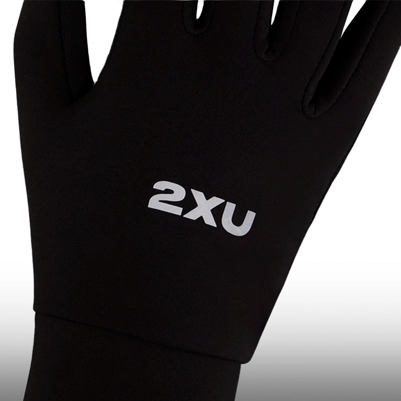 2XU Guantes Run Black Silver Reflective