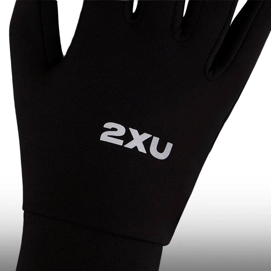 2XU Guantes Run Black Silver Reflective