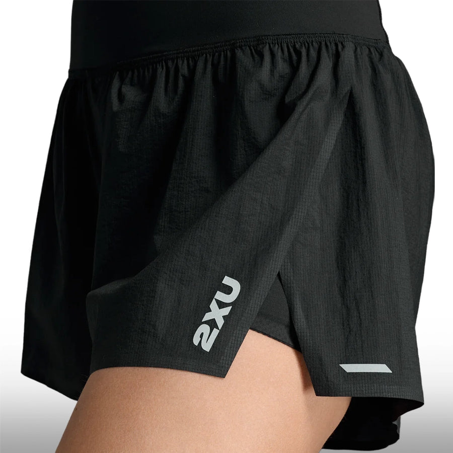 2XU Short Aero Hi-Rise 2-IN-1 3 Inch Black Silver Reflective