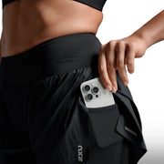 2XU Short Aero Hi-Rise 2-IN-1 3 Inch Black Silver Reflective