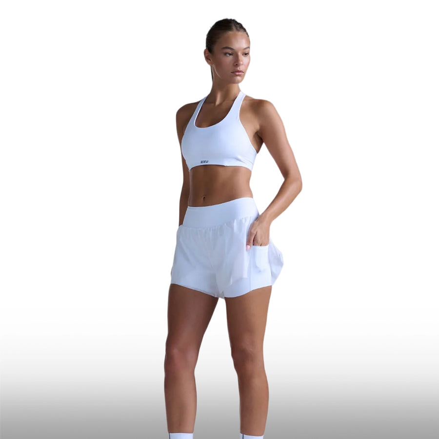 2XU Short Aero Hi-Rise 2-IN-1 3 Inch White Silver Reflective