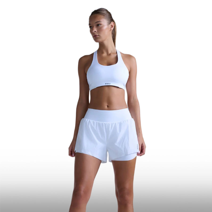 2XU Short Aero Hi-Rise 2-IN-1 3 Inch White Silver Reflective