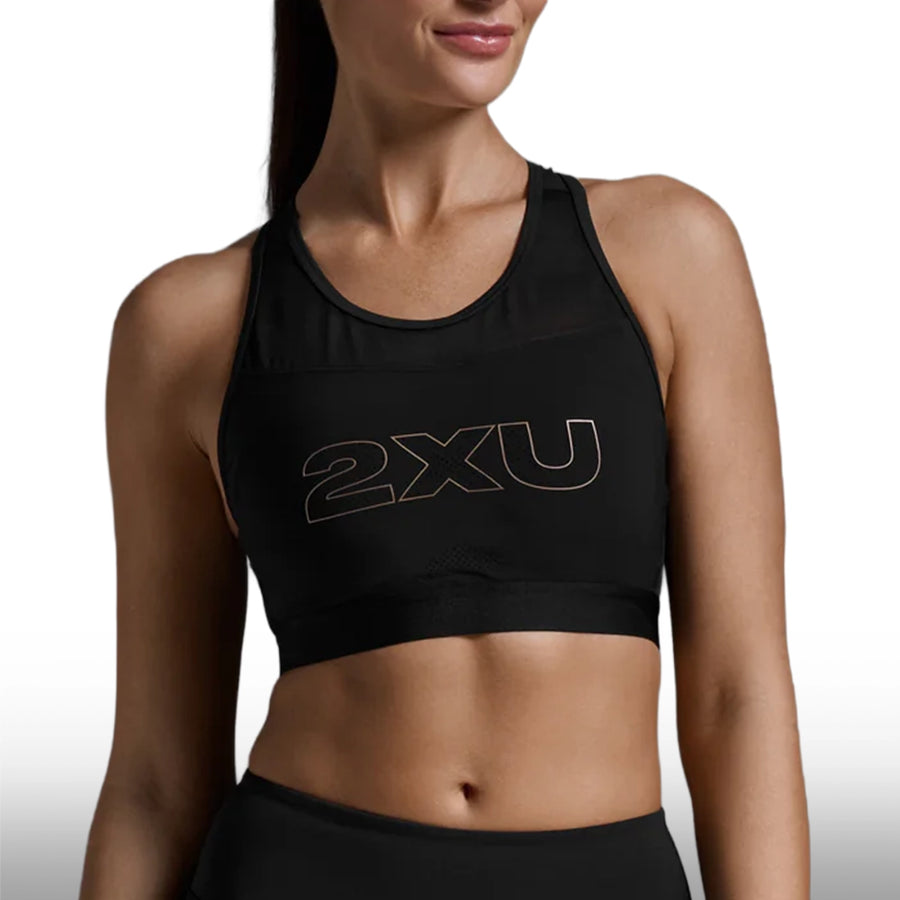 2XU Top Aero Trip Crop Black White