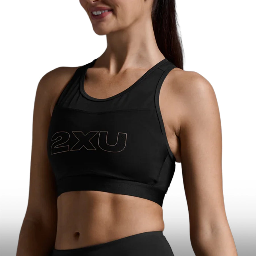 2XU Top Aero Trip Crop Black White