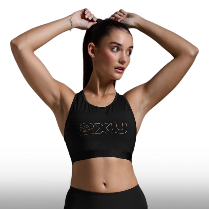 2XU Top Aero Trip Crop Black White