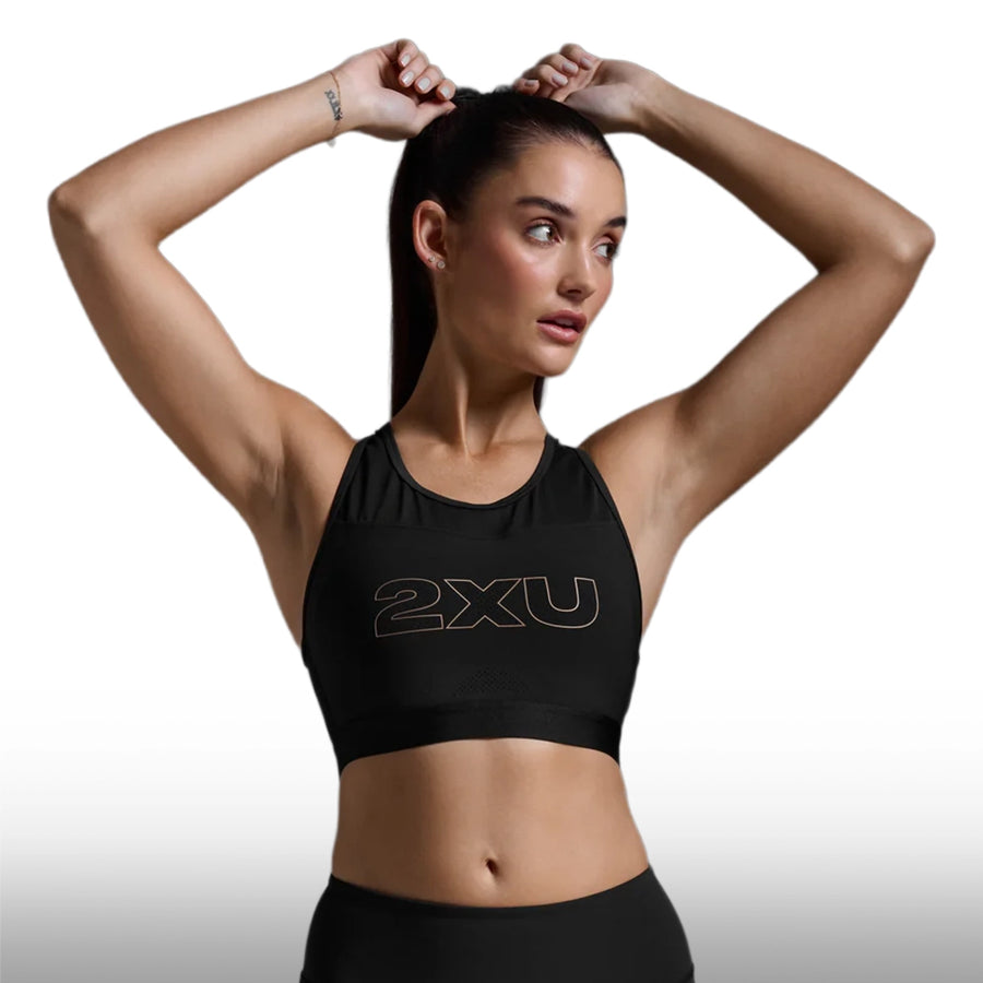 2XU Top Aero Trip Crop Black White