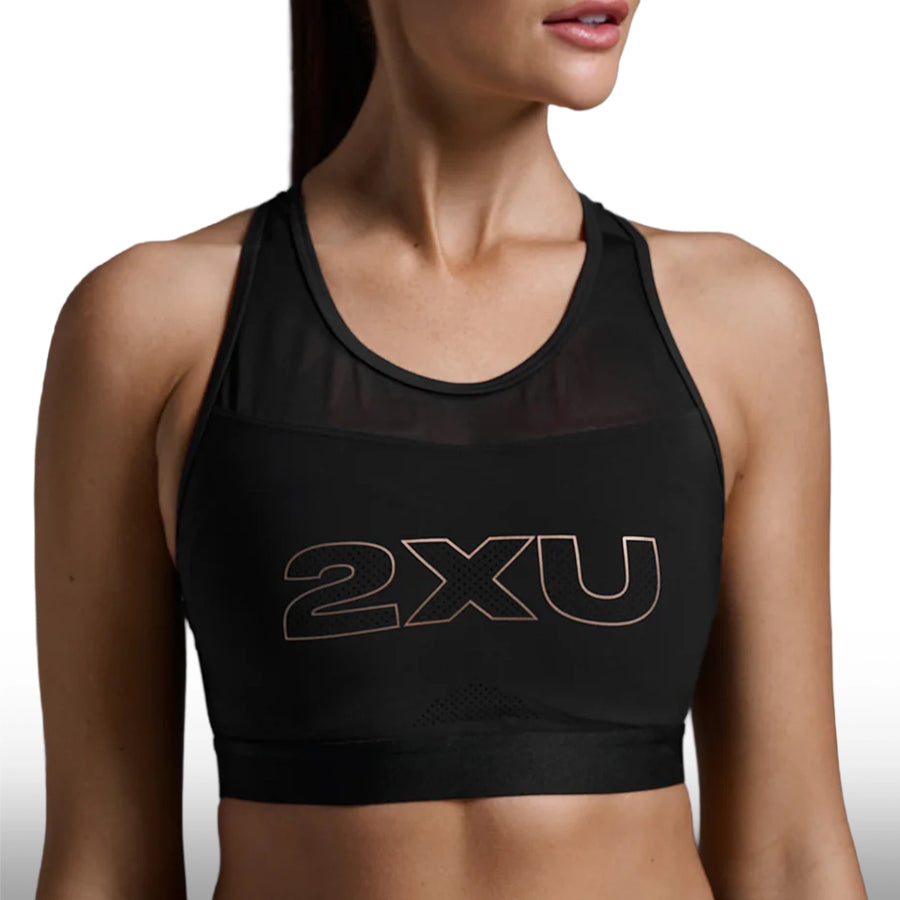 2XU Top Aero Trip Crop Black White