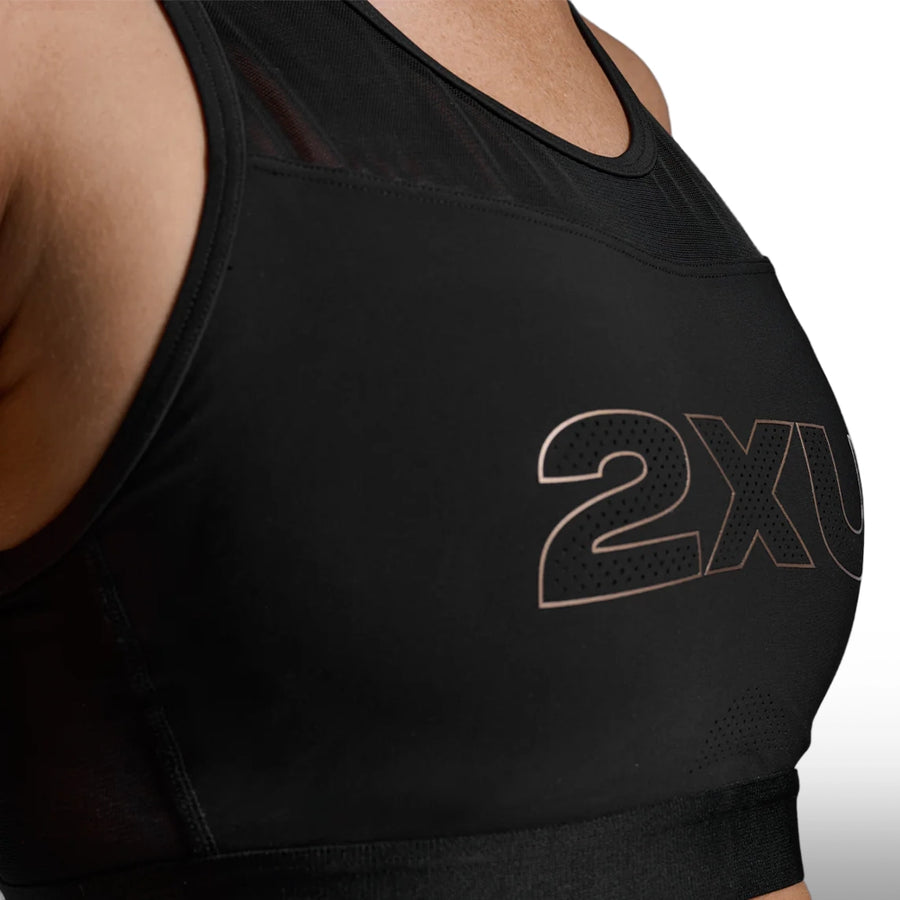 2XU Top Aero Trip Crop Black White