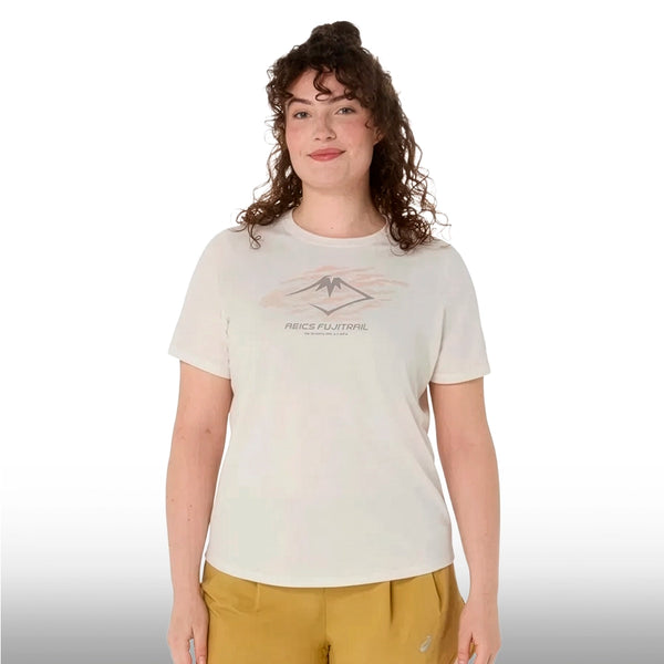 Asics Blusa Fujitrail Logo Short Sleeve Top Mujer Cream
