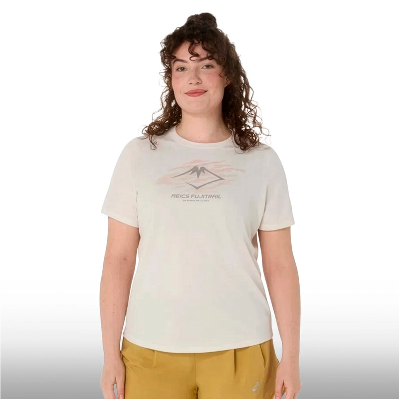 Asics Blusa Fujitrail Logo Short Sleeve Top Mujer Cream