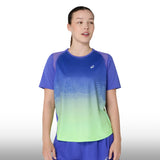 Asics Blusa Road Fade Ss Top Mujer Cobalt Burst Illuminate Green