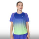 Asics Blusa Road Fade Ss Top Mujer Cobalt Burst Illuminate Green