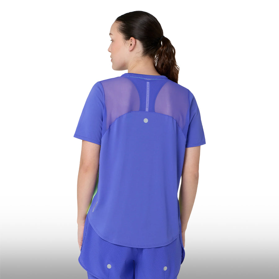 Asics Blusa Road Fade Ss Top Mujer Cobalt Burst Illuminate Green