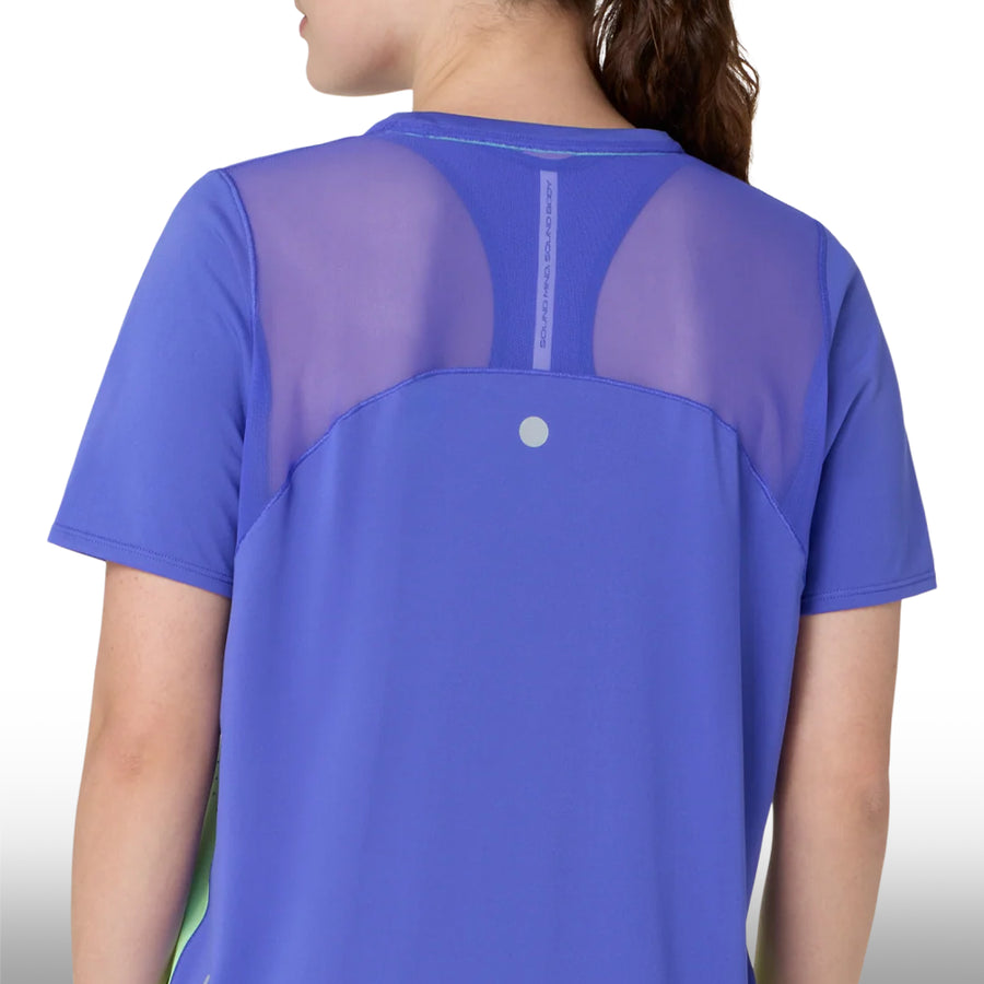 Asics Blusa Road Fade Ss Top Mujer Cobalt Burst Illuminate Green