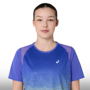 Asics Blusa Road Fade Ss Top Mujer Cobalt Burst Illuminate Green