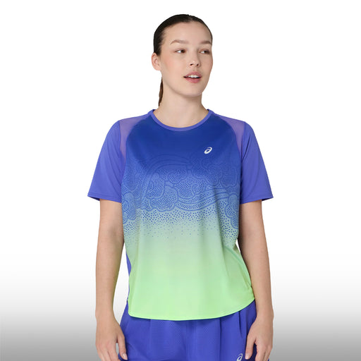 Asics Blusa Road Fade Ss Top Mujer Cobalt Burst Illuminate Green