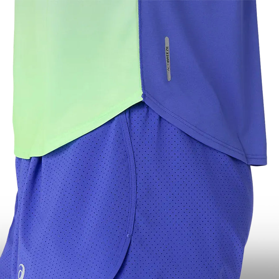 Asics Blusa Road Fade Ss Top Mujer Cobalt Burst Illuminate Green