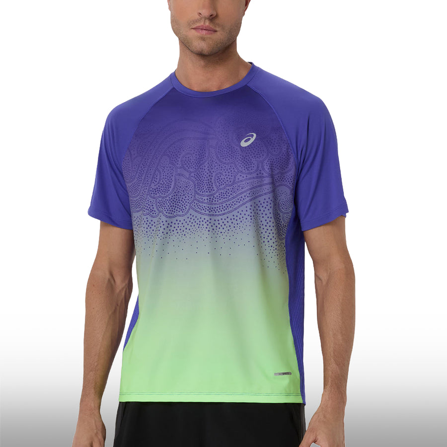 Asics Camiseta Road Fade Ss Top Hombre Cobalt Burst Illuminate Green