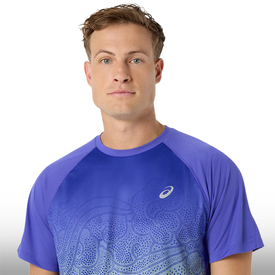 Asics Camiseta Road Fade Ss Top Hombre Cobalt Burst Illuminate Green
