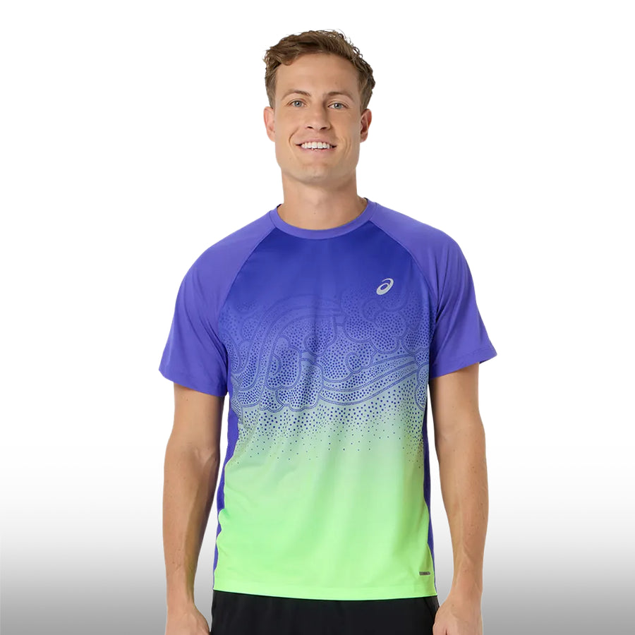 Asics Camiseta Road Fade Ss Top Hombre Cobalt Burst Illuminate Green