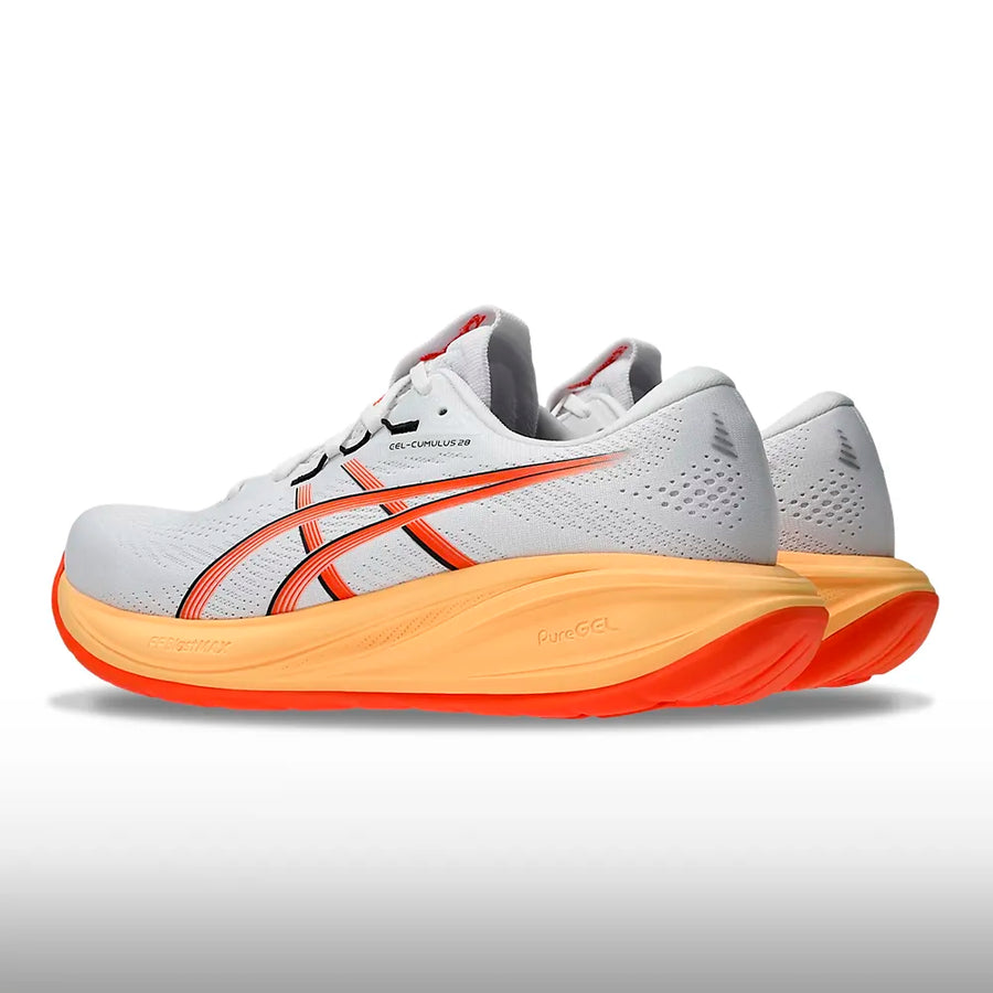 Asics Gel Cumulus 28 Hombre White Energy Orange