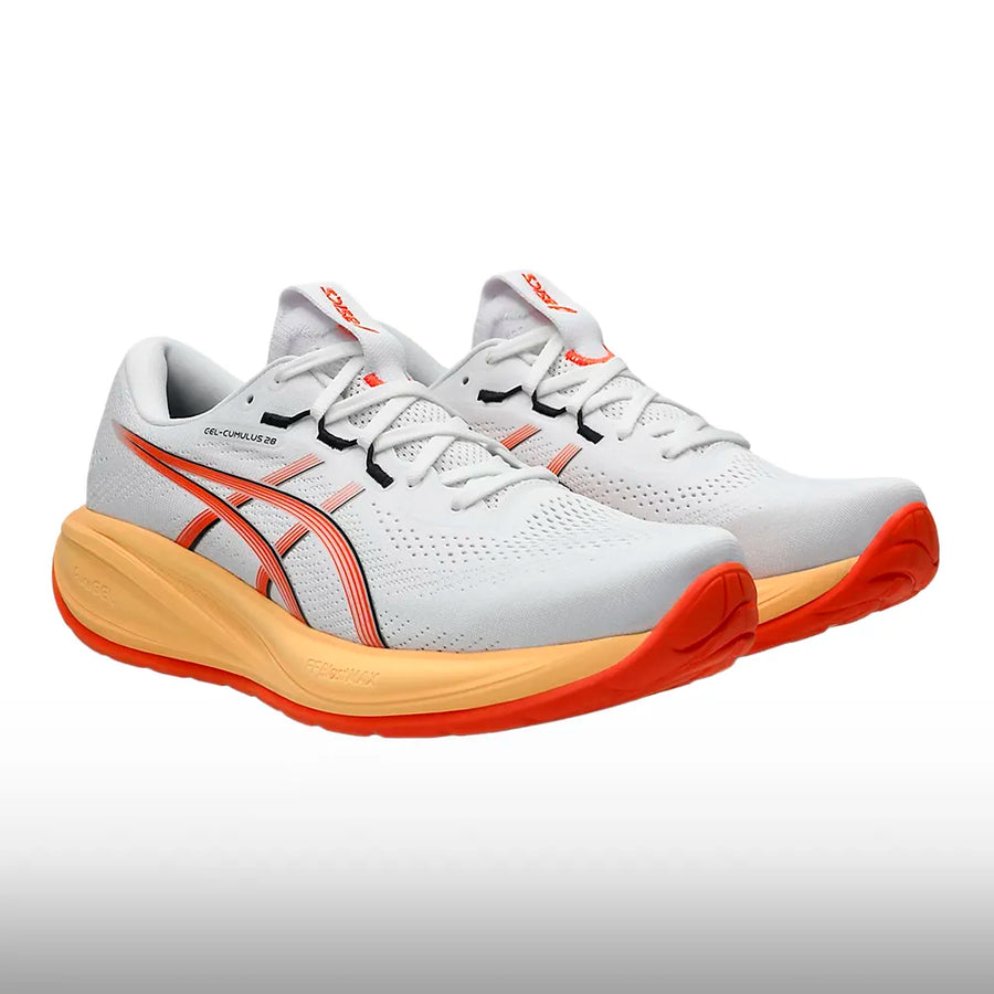 Asics Gel Cumulus 28 Hombre White Energy Orange