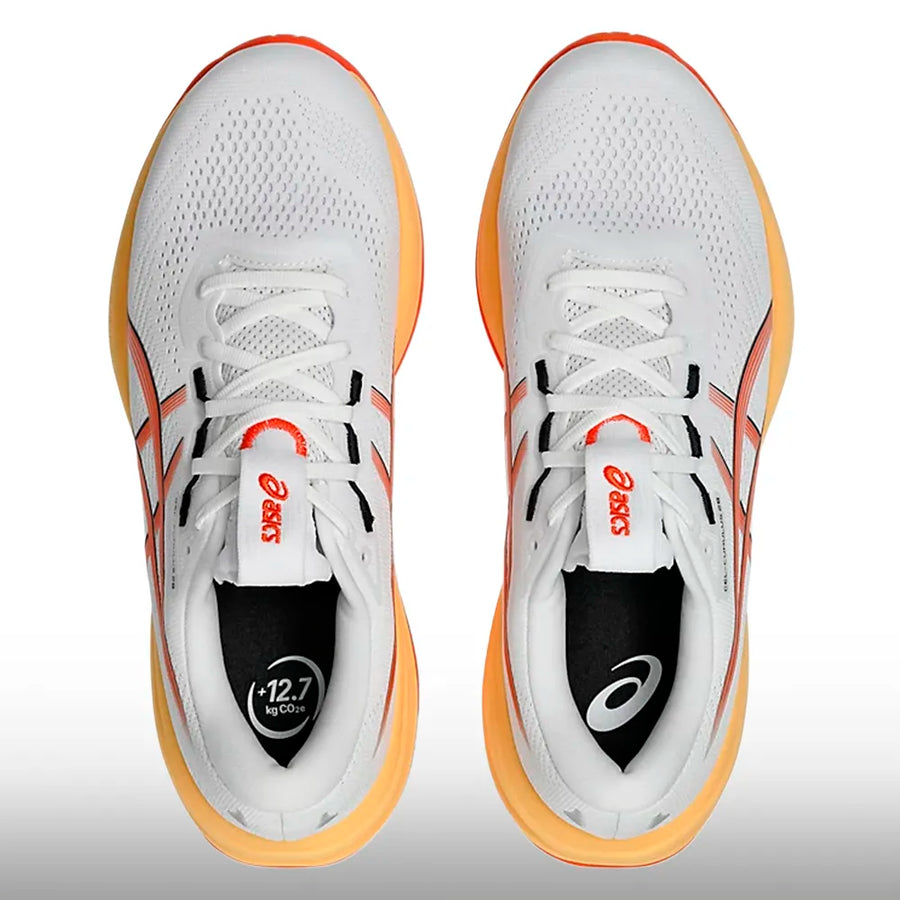 Asics Gel Cumulus 28 Hombre White Energy Orange