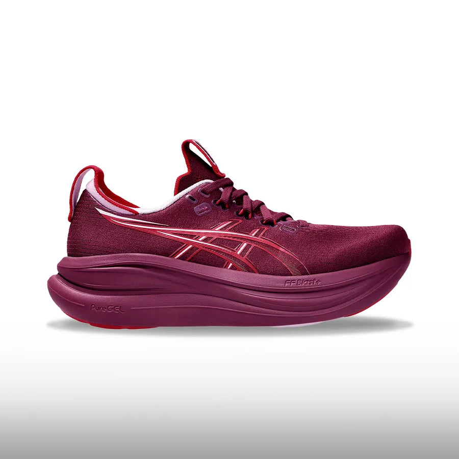Asics Gel Nimbus 28 Mujer Beniimo Purple Speed Red