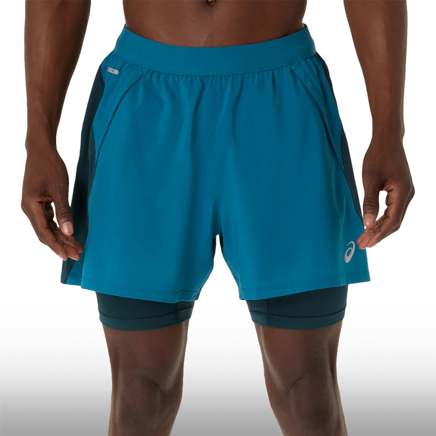Asics Pantaloneta Road 2N1 5IN Hombre Tranquil Teal Dark Teal