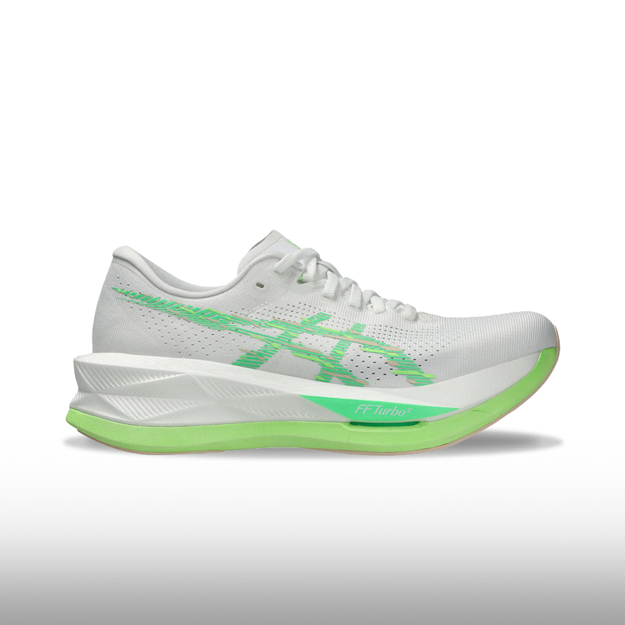 Asics Sonicblast Mujer White Vital Green vista lateral running