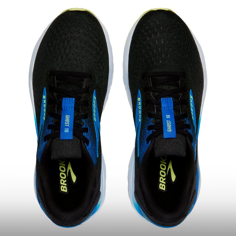 Brooks Ghost 16 Hombre Black Cobalt Neo Yellow