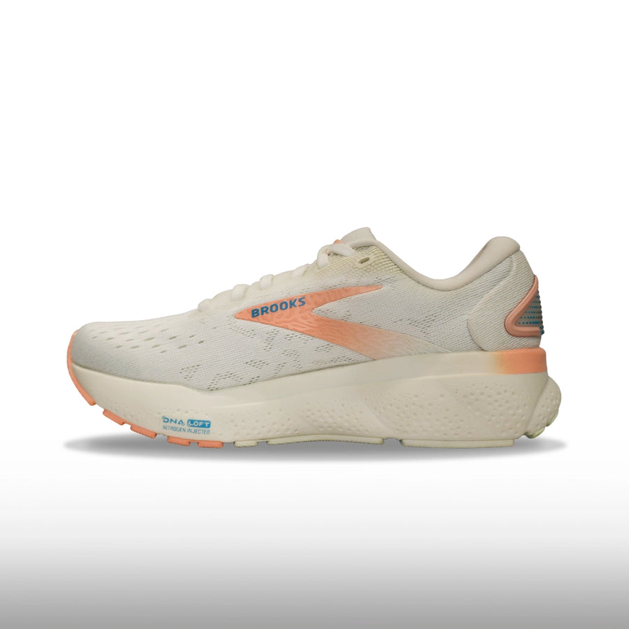 Brooks Ghost 16 Mujer White Oyster Lava