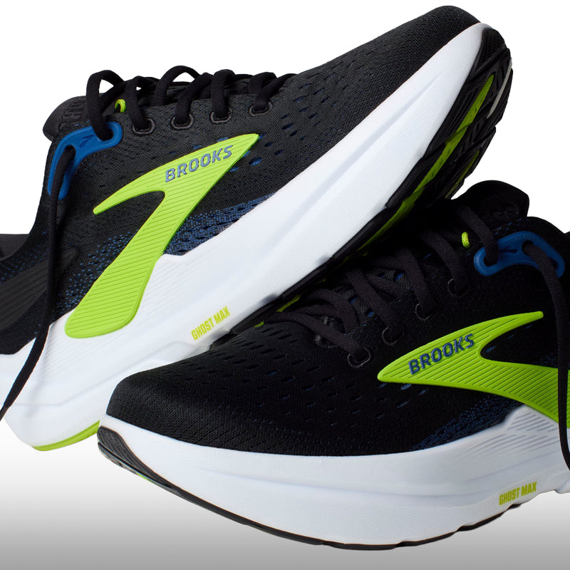 Brooks Ghost Max 3 Hombre Black Navy Acid Lime