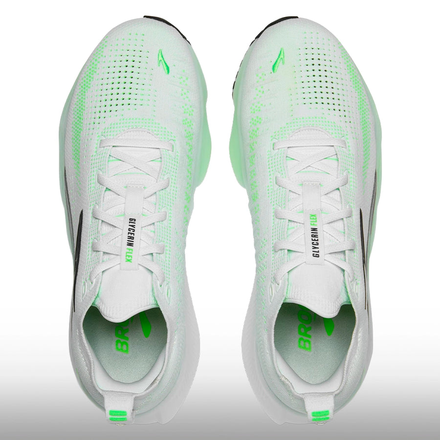 Brooks Glycerin Flex Hombre White Green Gecko Phantom