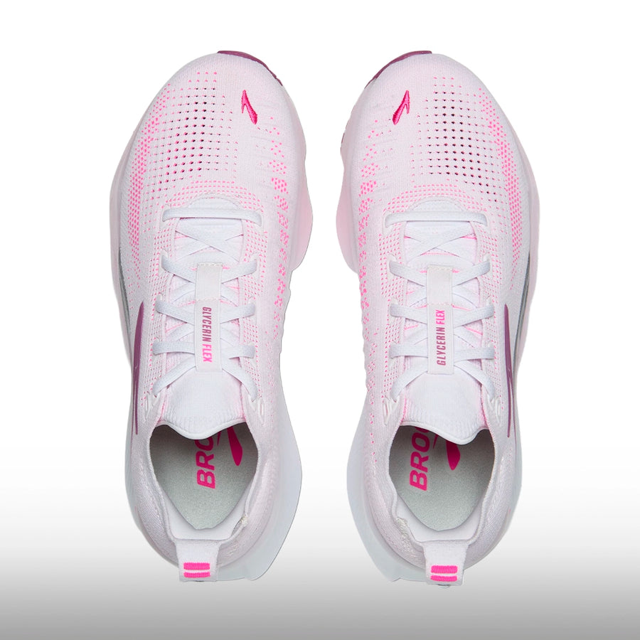 Brooks Glycerin Flex Mujer White Cyber Pink Argyle