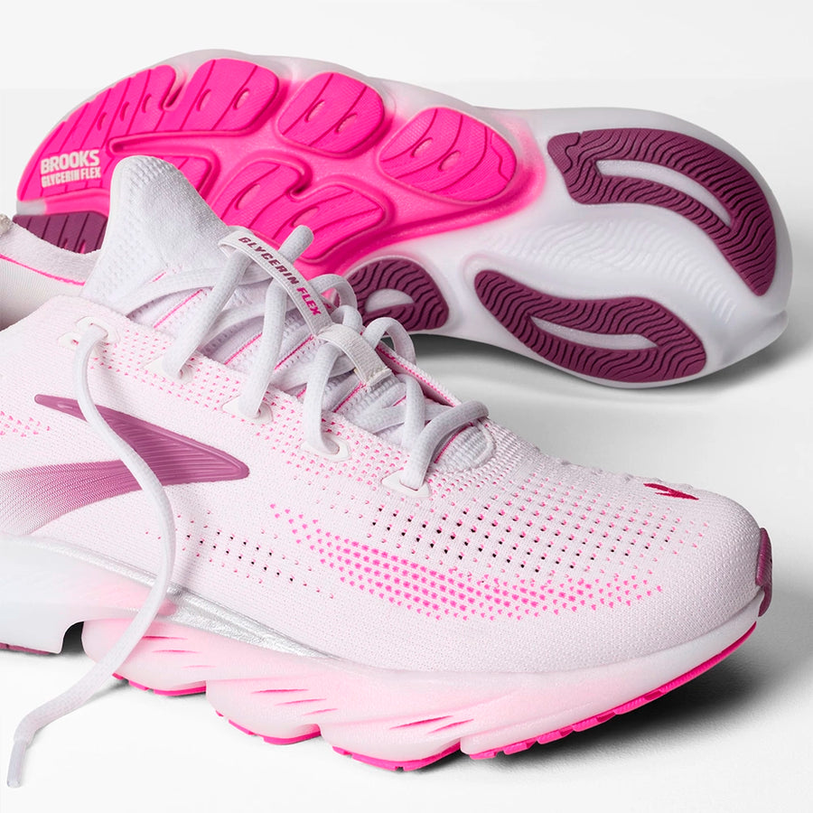 Brooks Glycerin Flex Mujer White Cyber Pink Argyle