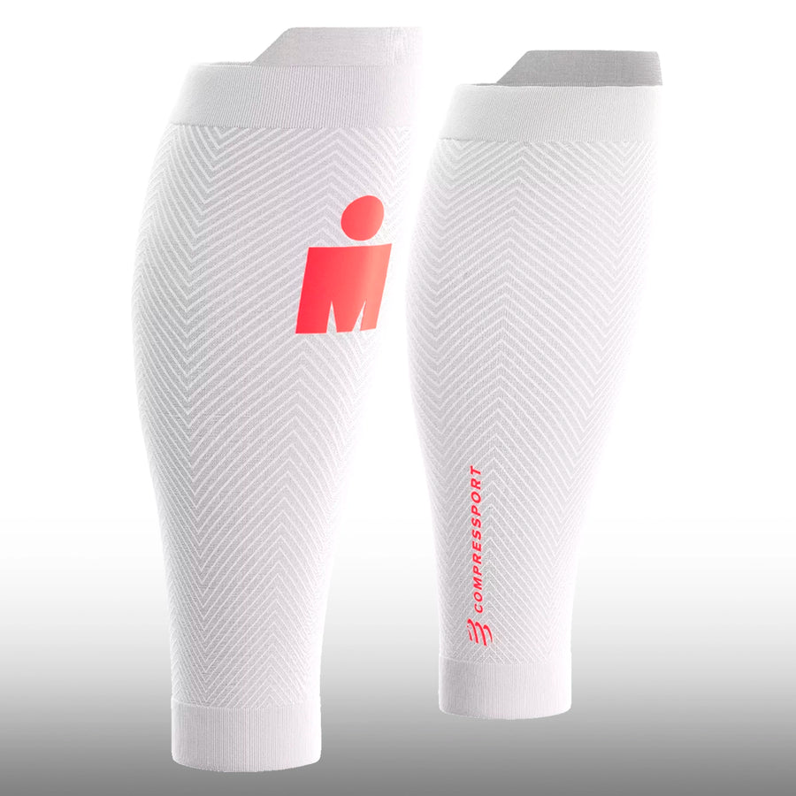 Compressport Pantorrilleras R2 Oxygen IRONMAN 2026 White Neon Red