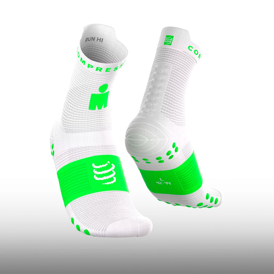 Compressport Pro Racing Socks V4.0 Run High Ironman 2026 Neon Green White