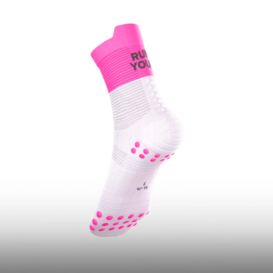 Compressport Pro Racing Socks V4.0 Run High Your Race Neon Pink