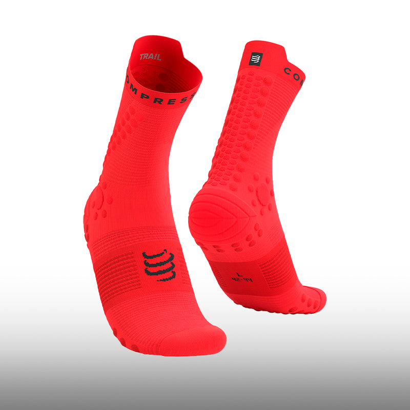 Compressport Pro Racing Socks V4.0 Trail Fluo Red Black