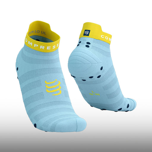 Compressport Pro Racing Socks V4.0 Ultralight Run Low Cashmere Blue Yellow