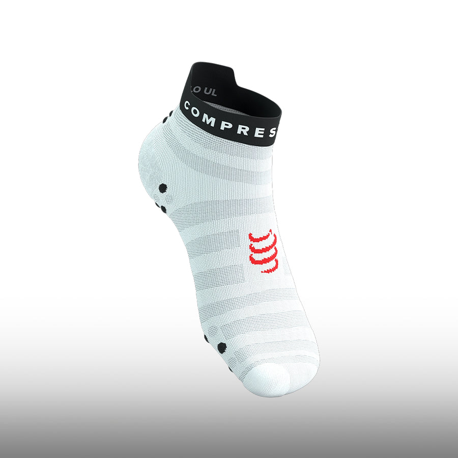 Compressport Pro Racing Socks V4.0 Ultralight Run Low White Fluo Red Black