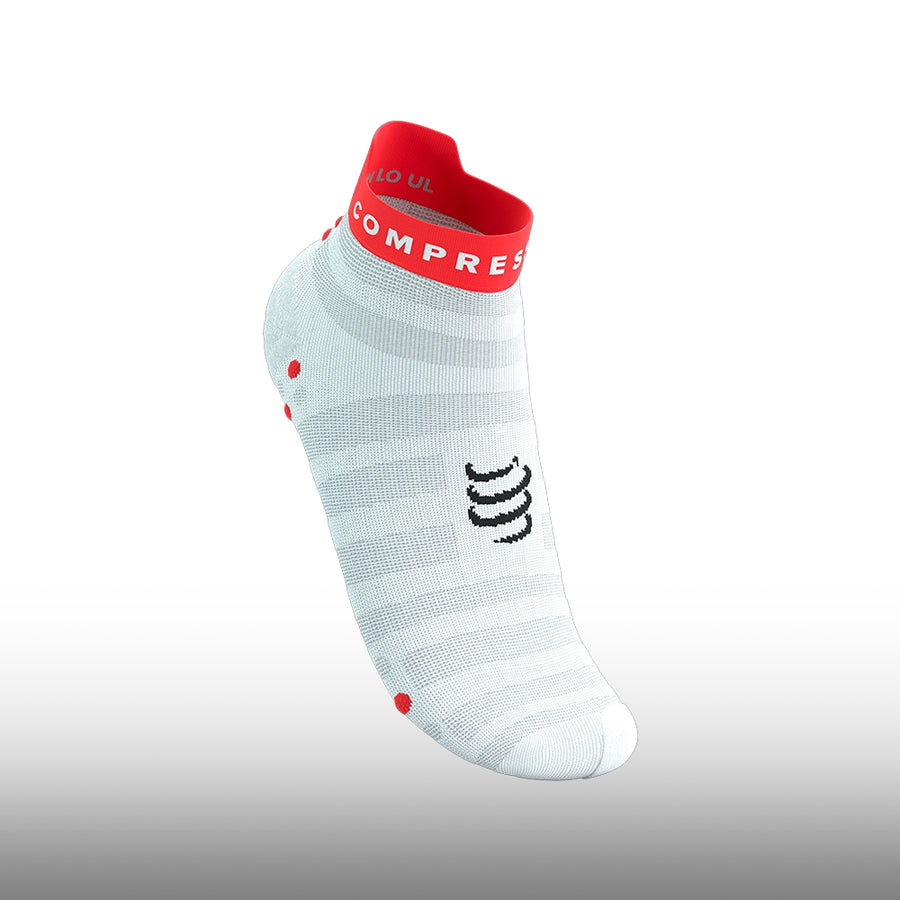 Compressport Pro Racing Socks V4.0 Ultralight Run Low White Fluo Red Black