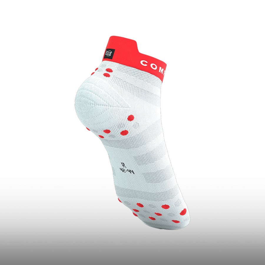 Compressport Pro Racing Socks V4.0 Ultralight Run Low White Fluo Red Black
