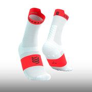 Compressport Pro Racing Socks v4.0 Run High White Fluo Red