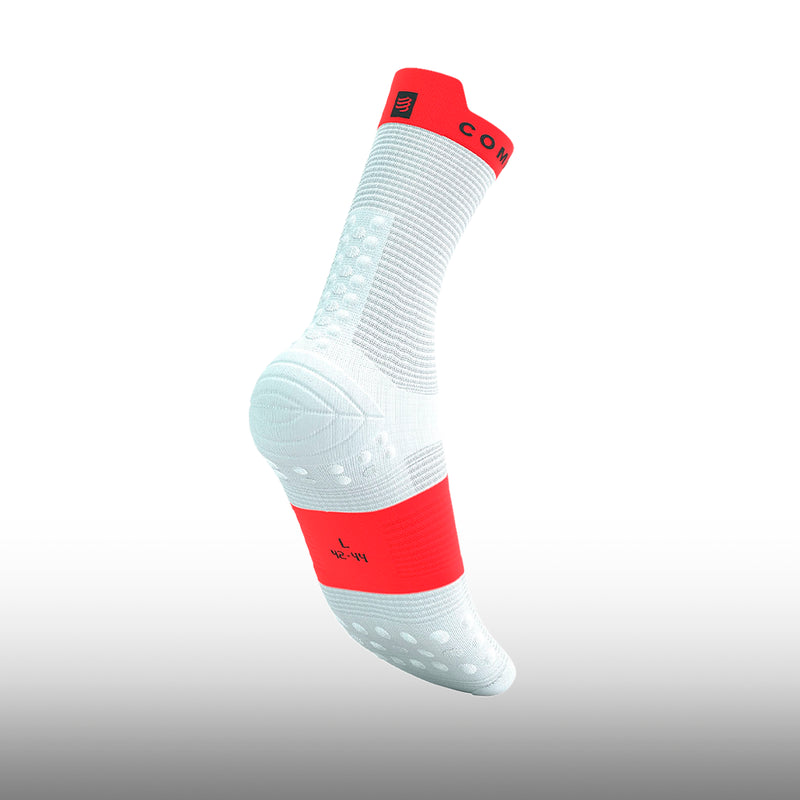 Compressport Pro Racing Socks v4.0 Run High White Fluo Red