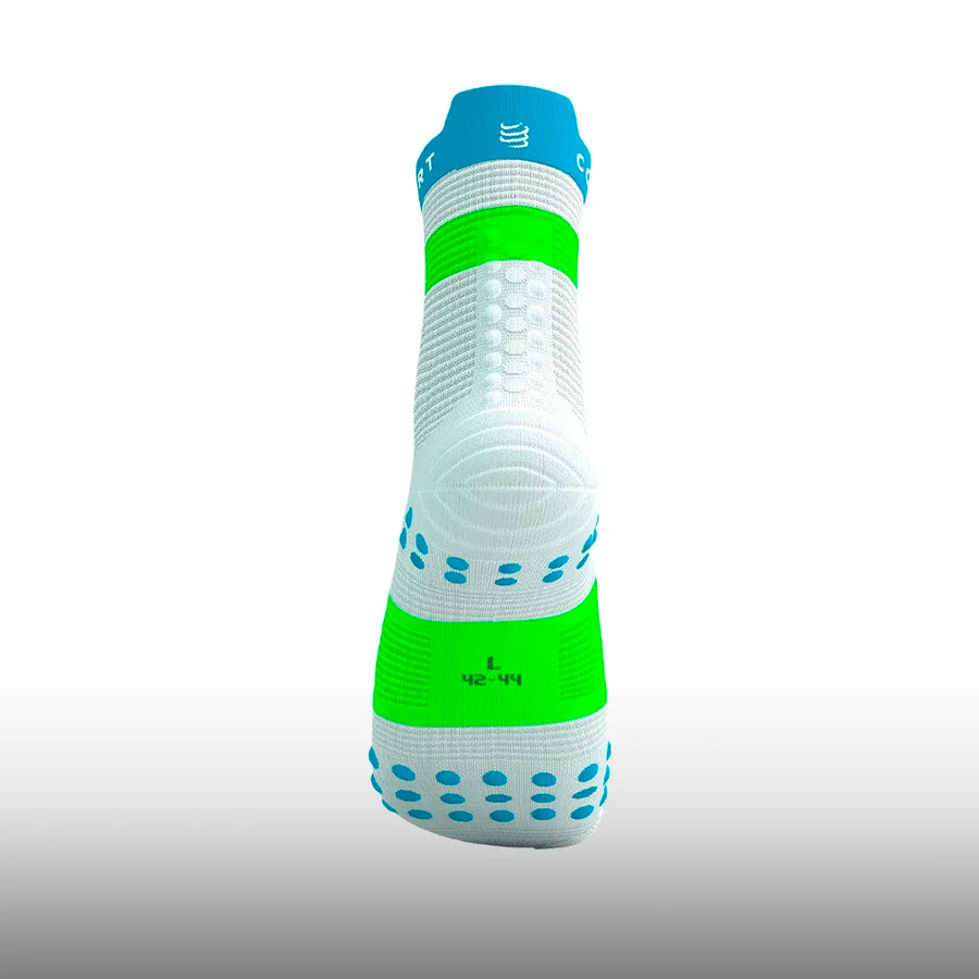 Compressport Pro Racing Socks v4.0 Run High White Norse Blue Neon